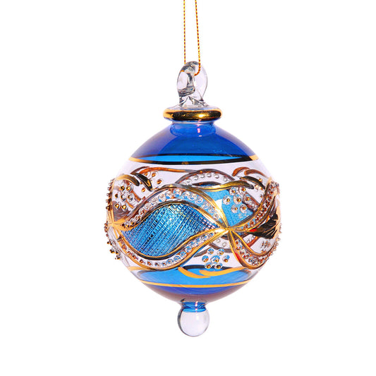 The 8Th Gold Plated Ornament Blue